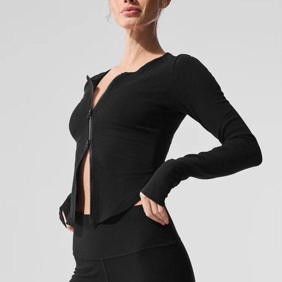 Alo Yoga Ribbed Stardust Long Sleeve - Medium (Black) - Picture 1 of 7
